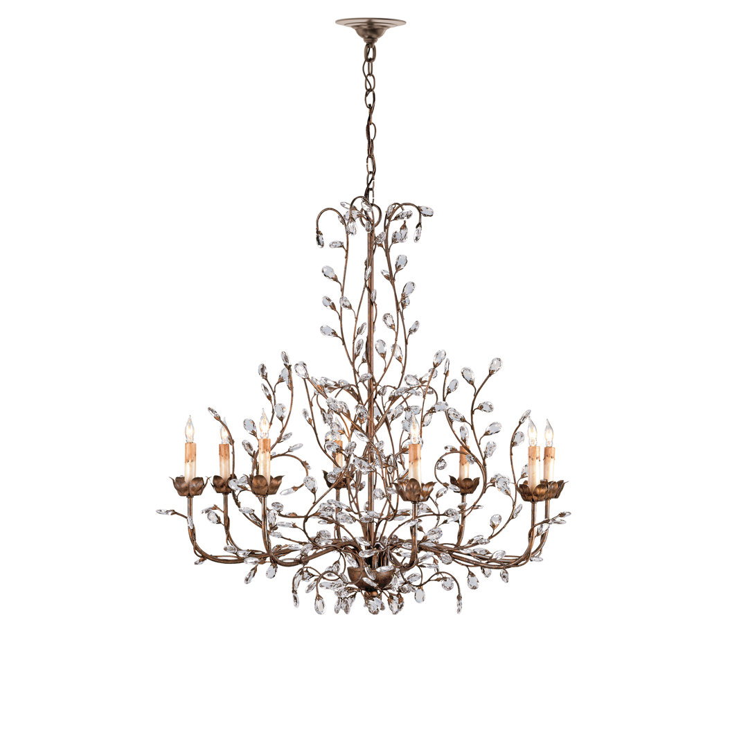 Crystal Bud 8 - Light Chandelier, by Currey and Company, 33" width x 33" height x 33" depth View 4