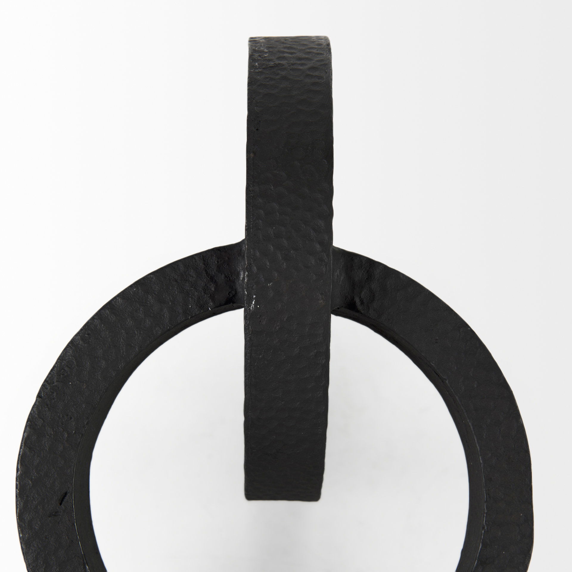 Rafiki Two Blackened Hammered Finish Metal Conjoined Circles large image 