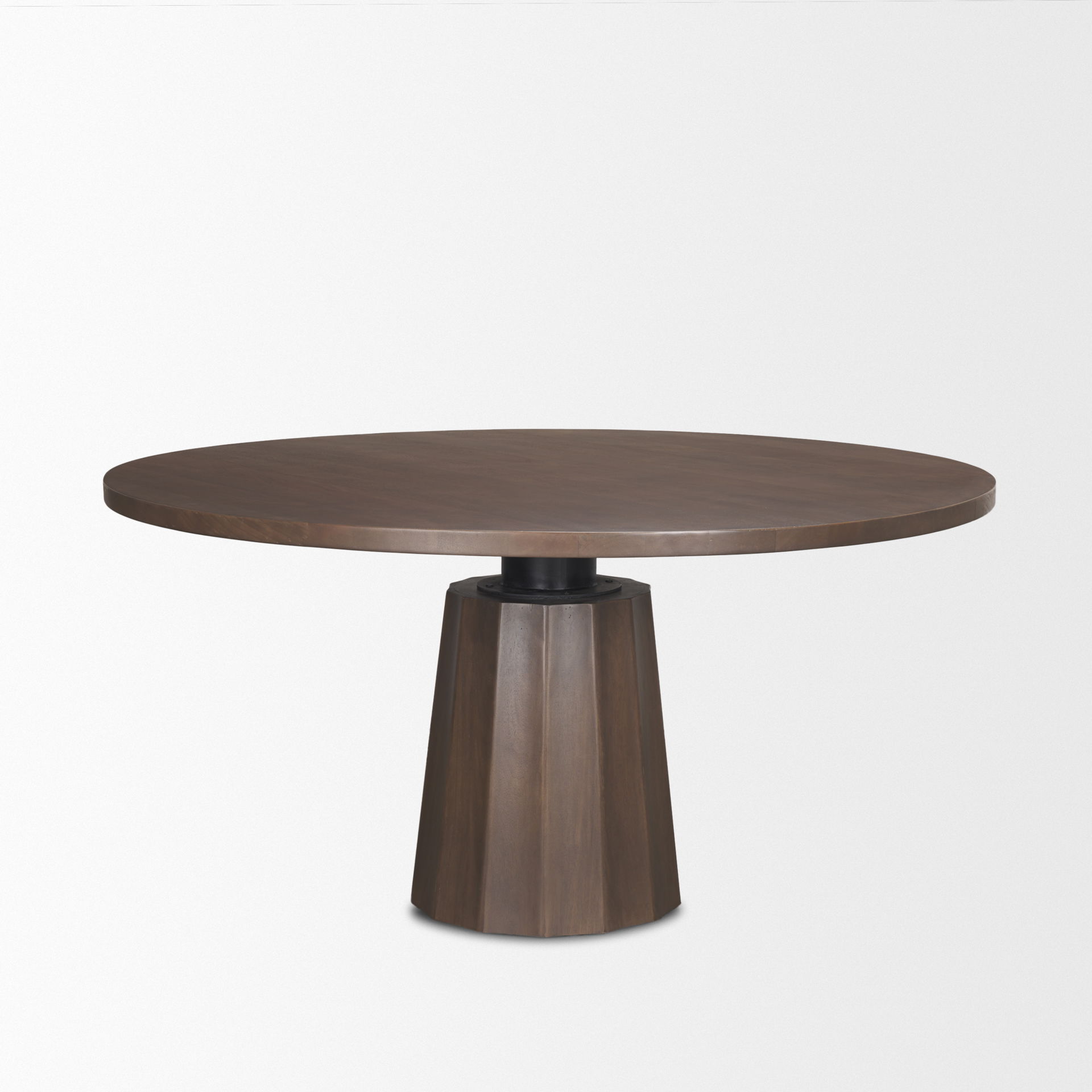 Swanson 60' Dark Brown Wood Round Pedestal Dining Table, by Mercana, 60" length x 60" width x 30" height View 4