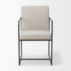 Stamford Beige Upholstered Seat with Wood Back, Black Metal Frame Dining Chair with Arms, by Mercana, 25" length x 20.5" width x 36" height thumbnail 4