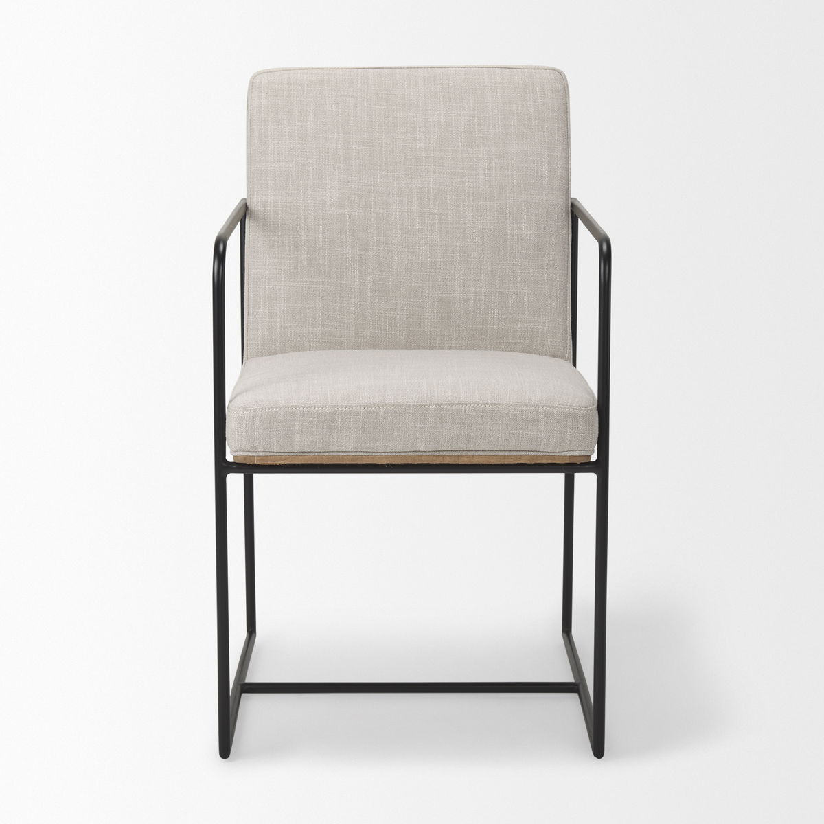 Stamford High-Back Dining Side Chair | Beige Linen with Black Metal, Dining Chair by Mercana, 25" length x 20.5" width x 36" height View 4