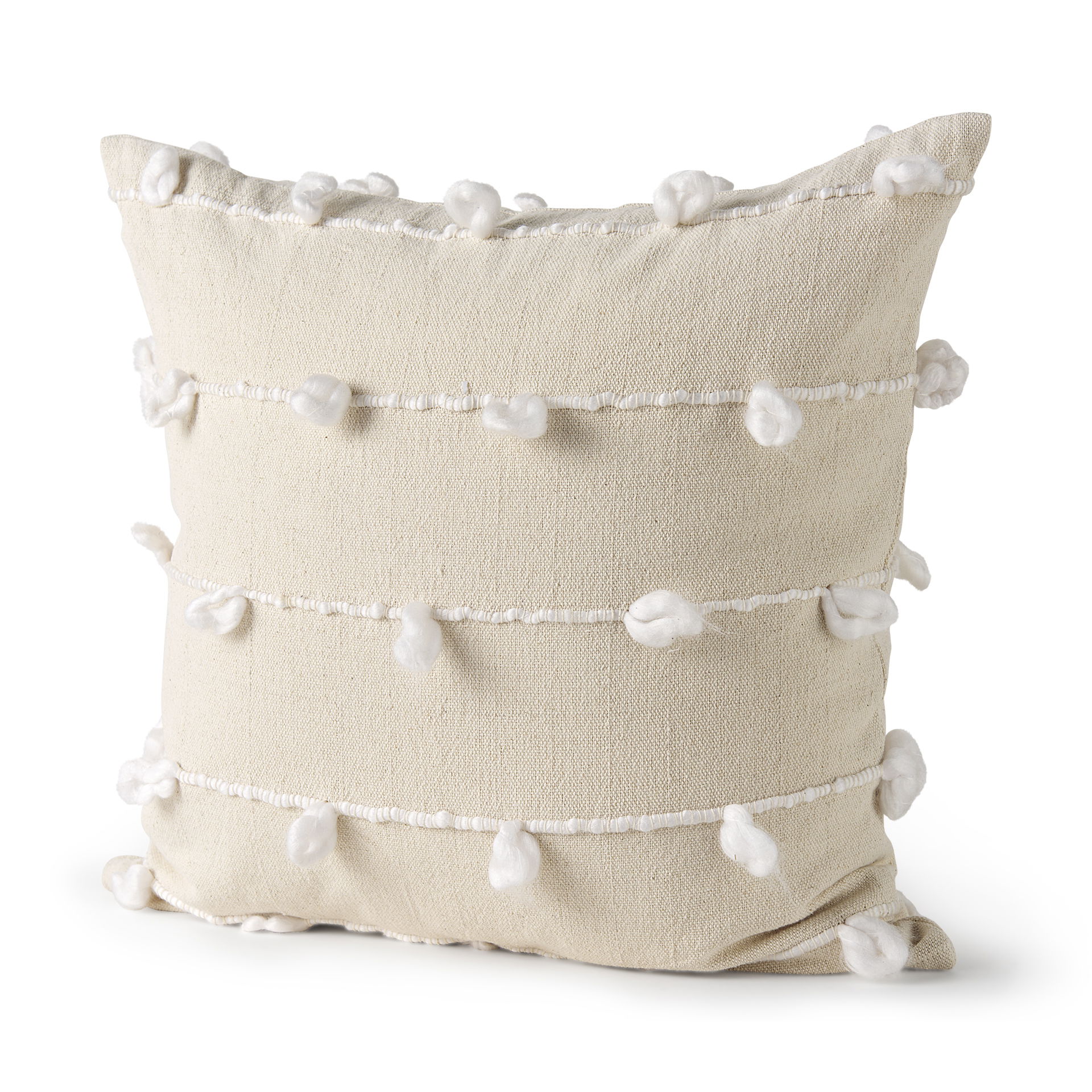 Erica 20 x 20 Cream With White Detail Decorative Pillow Cover, by Mercana, 20" length x 20" width x 0.2" height View 1