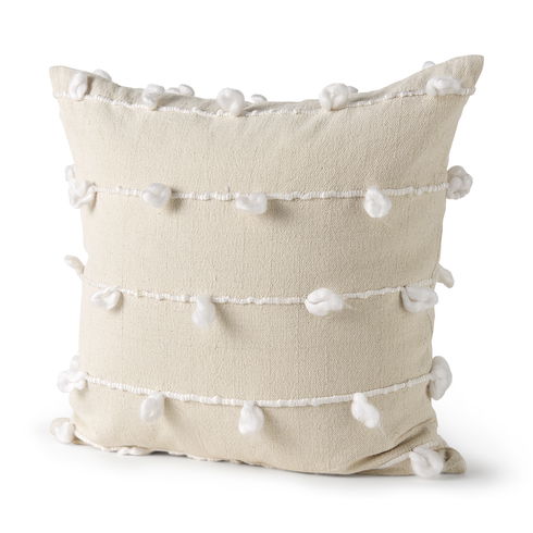 Erica 20 x 20 Cream With White Detail Decorative Pillow Cover