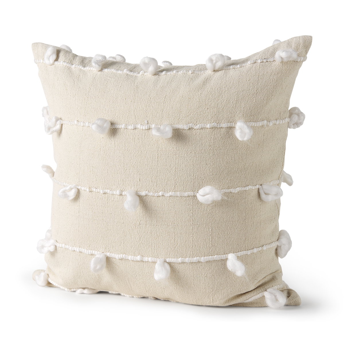 Erica 20x20 Cream With White Detail Pillow Cover, Decorative Pillow by Mercana, 20" length x 20" width x 0.2" height View 1