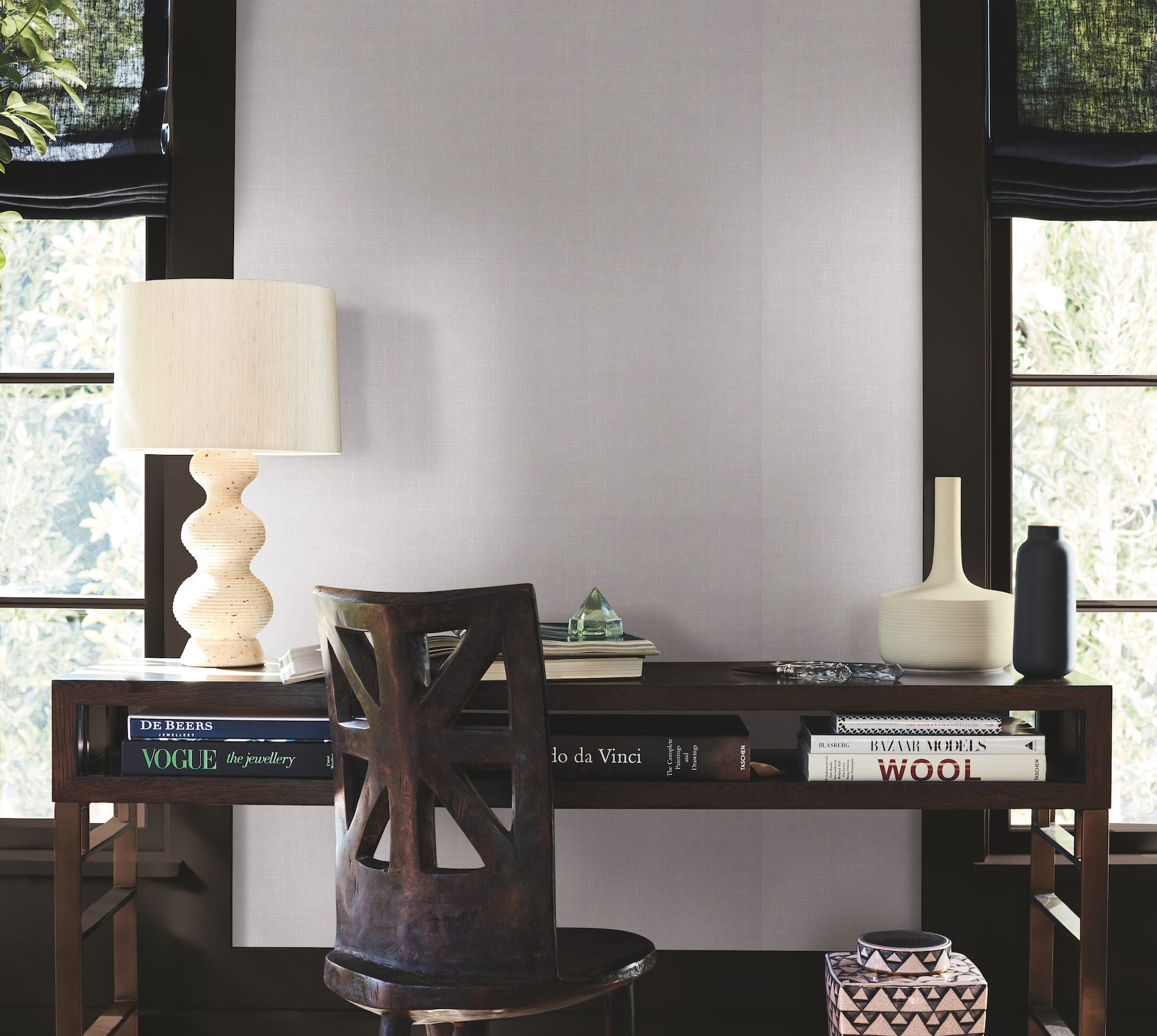 Woven Linen Grey Wallpaper large image 