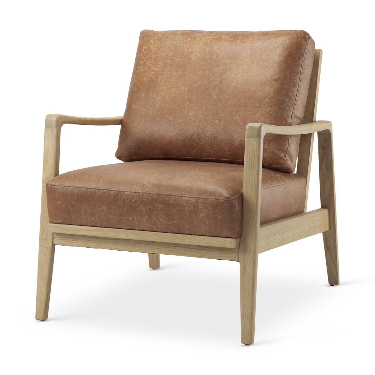 Raeleigh Tan Faux Leather Accent Chair, by Mercana, 27.95" length x 34.06" width x 34.45" height View 1