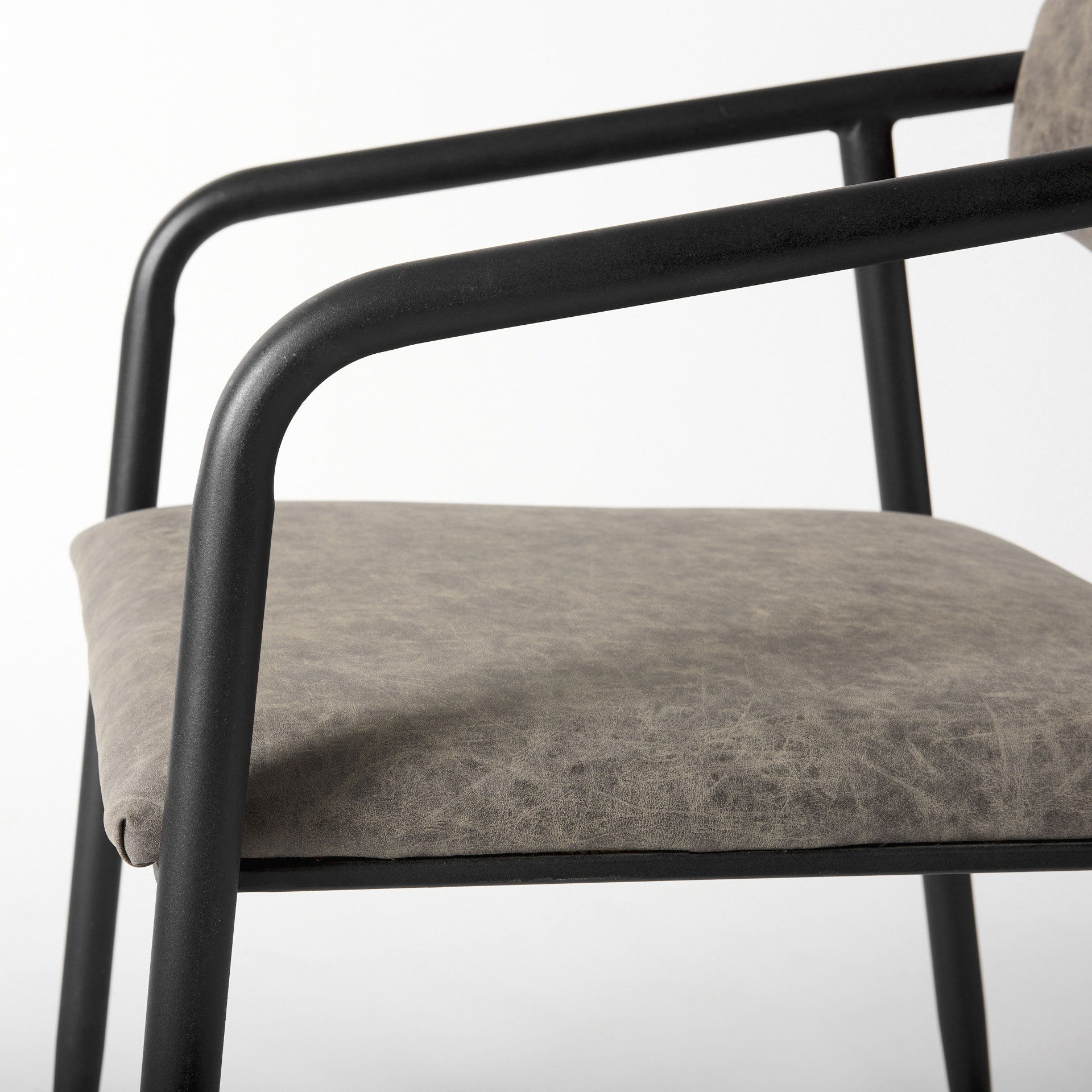Langston Brown Faux-Leather Seat Black Iron Frame Dining Chair large image 