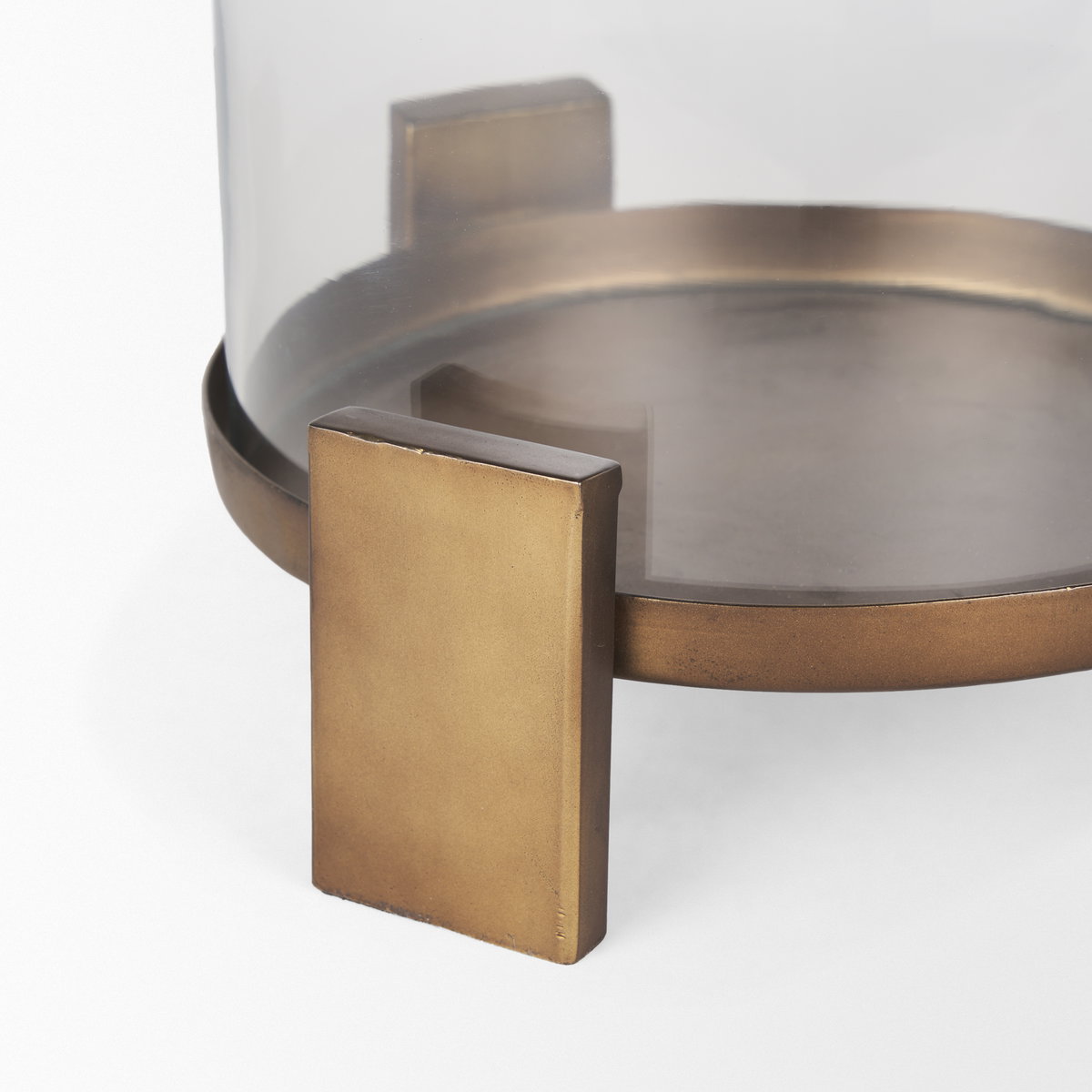 Price Large Antiqued Gold Metal with Glass Hurricane Candle Holder, Candles & Candle Holder by Mercana, 10" length x 10" width x 13.75" height View 9