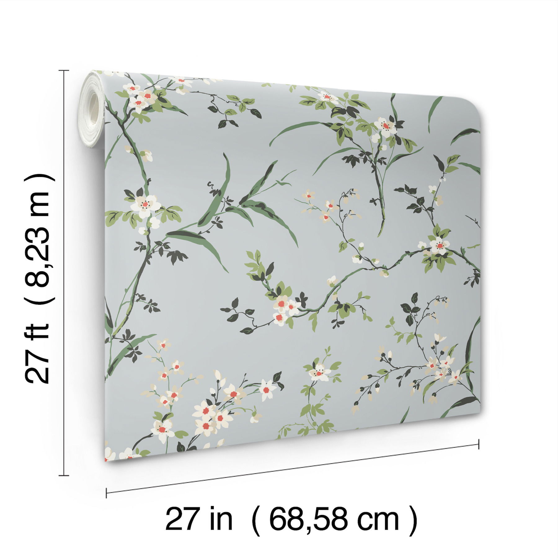 Blossom Branches Light Grey Wallpaper large image 