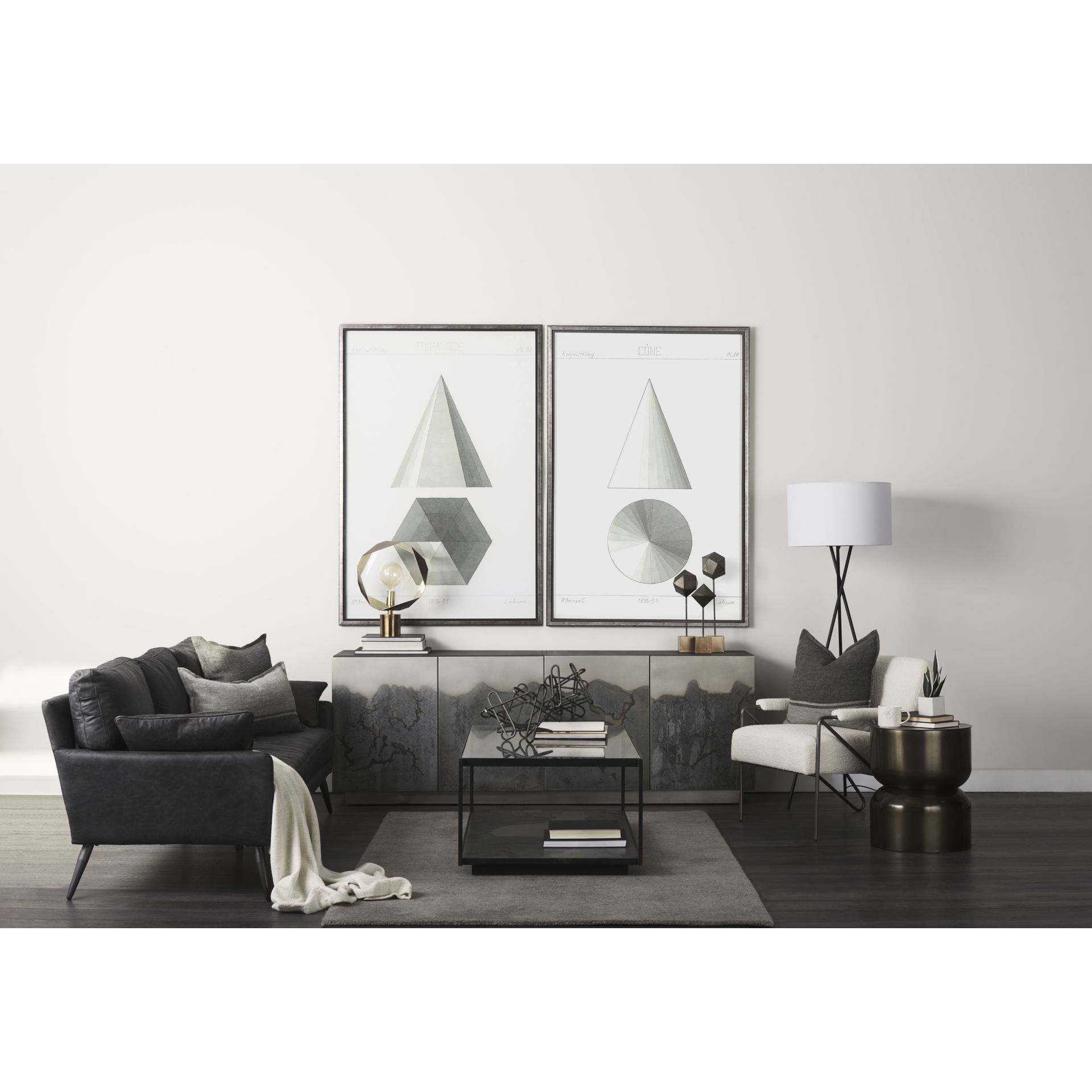 Vicunya Cream Fabric with Gun Metal Gray Metal Frame Accent Chair large image 