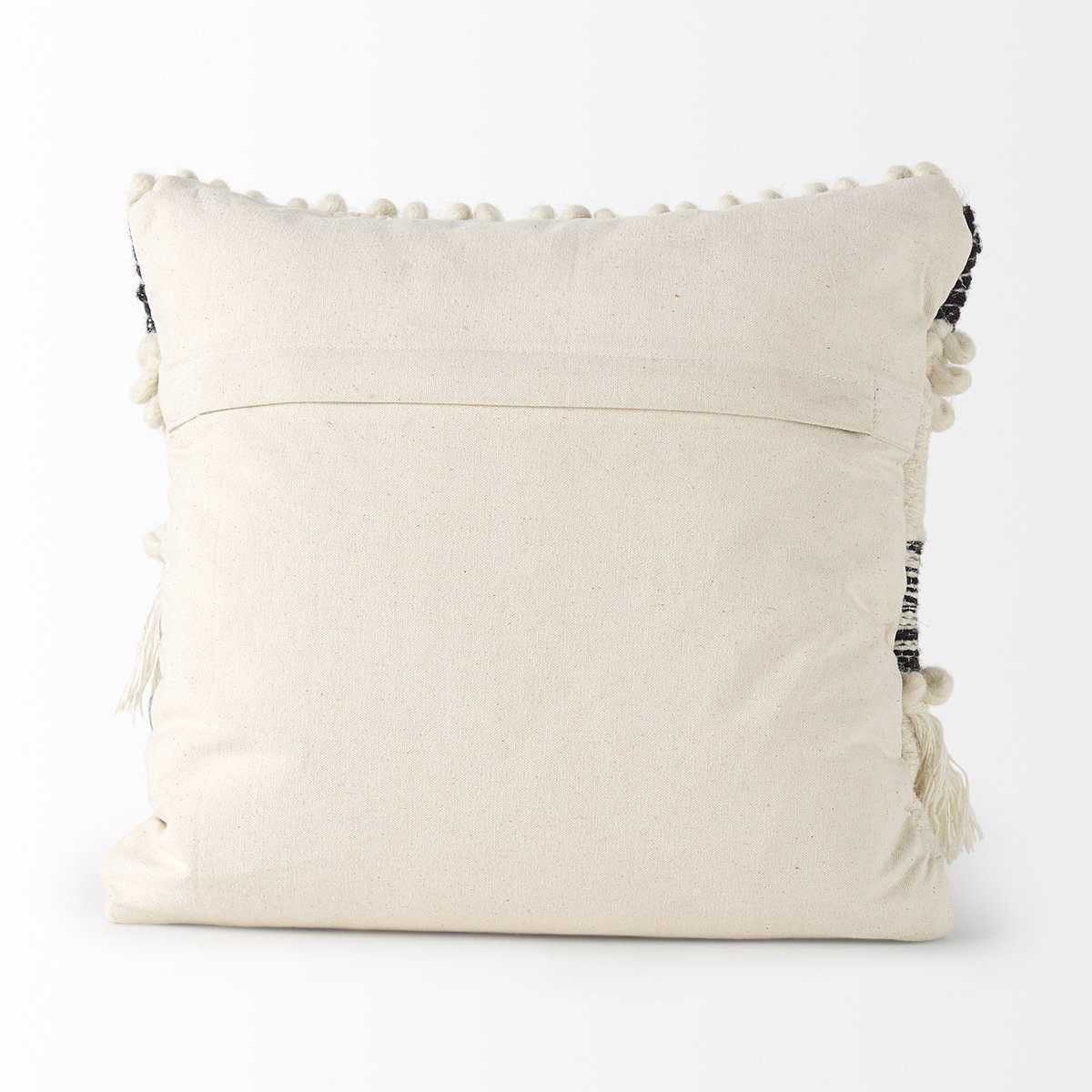 Beardell 18x18 Cream And Black Details With Tassels Pillow Cover, Decorative Pillow by Mercana, 18" length x 18" width x 0.1" height View 8