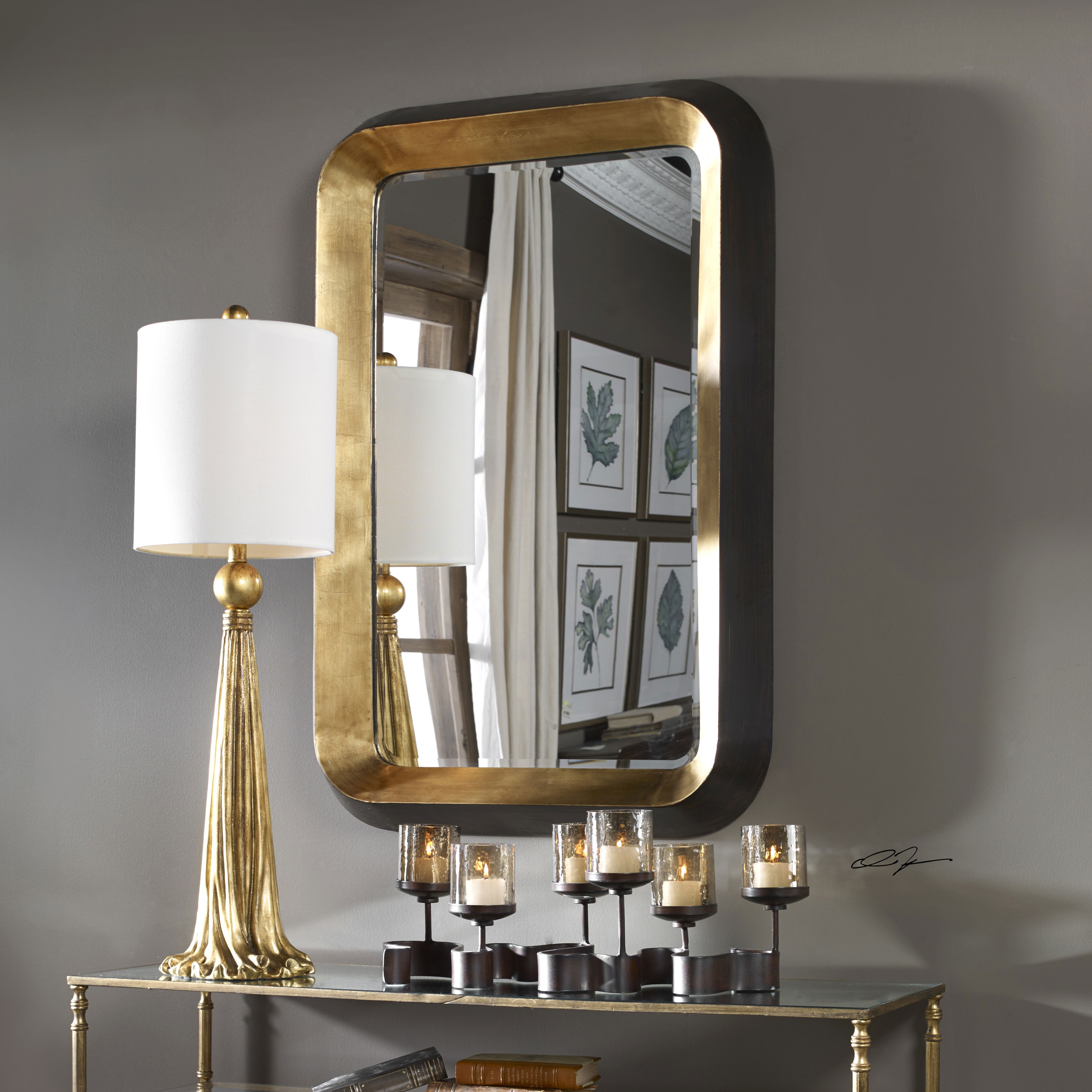 Niva Metallic Gold Wall Mirror large image 