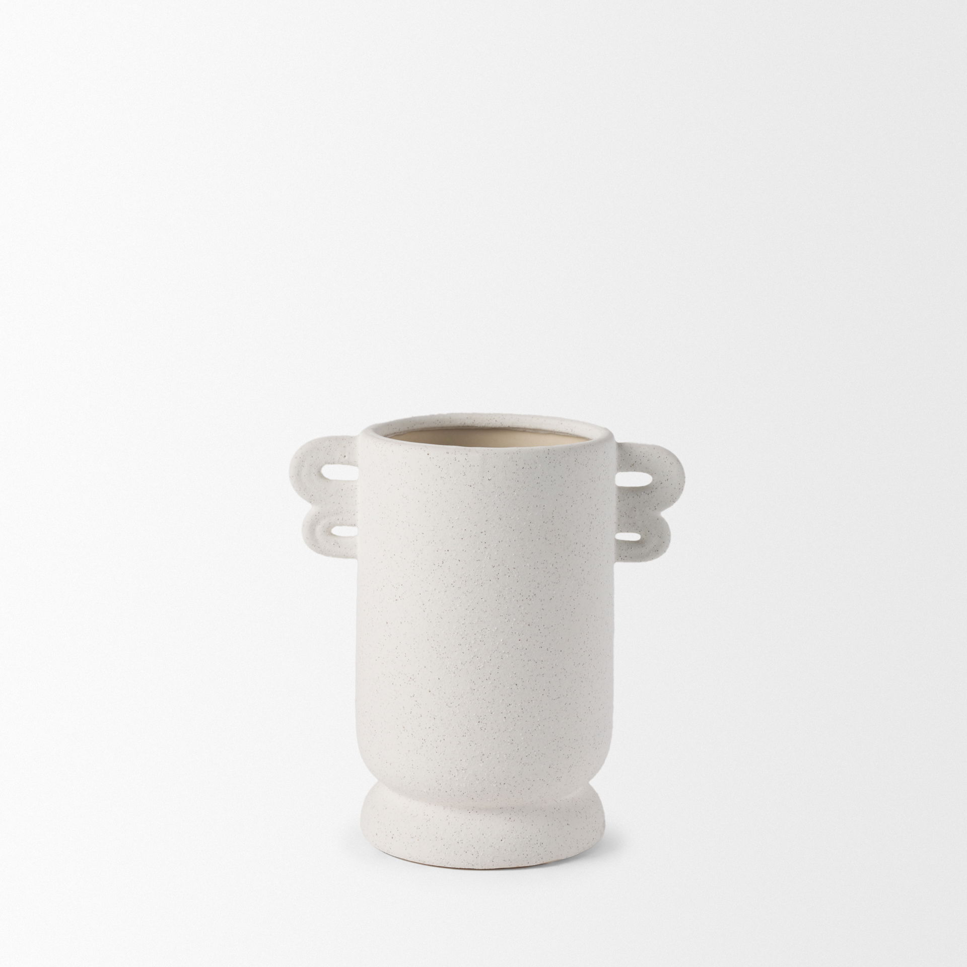 Dylan Small Textured Off White with Handles Ceramic Vase large image 