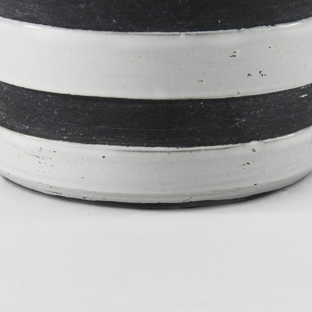 Harmon I Small White with Charcoal Stripes Ceramic Jug, Decorative Jar by Mercana, 6" length x 7.09" width x 7.09" height View 9