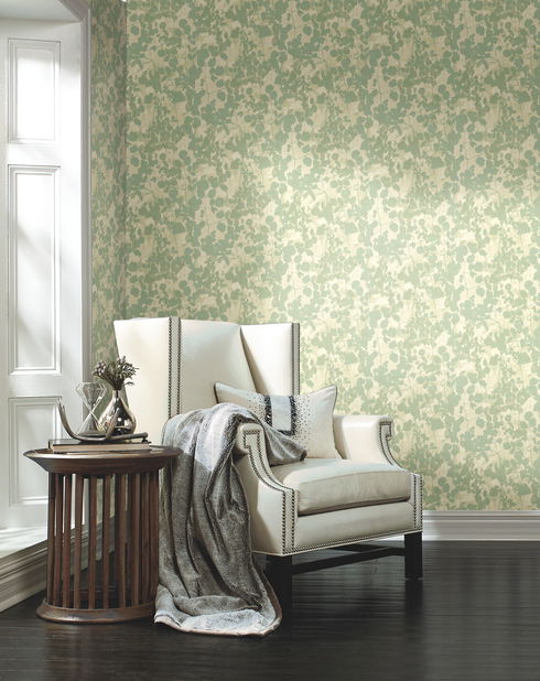 Pressed Leaves Green Wallpaper