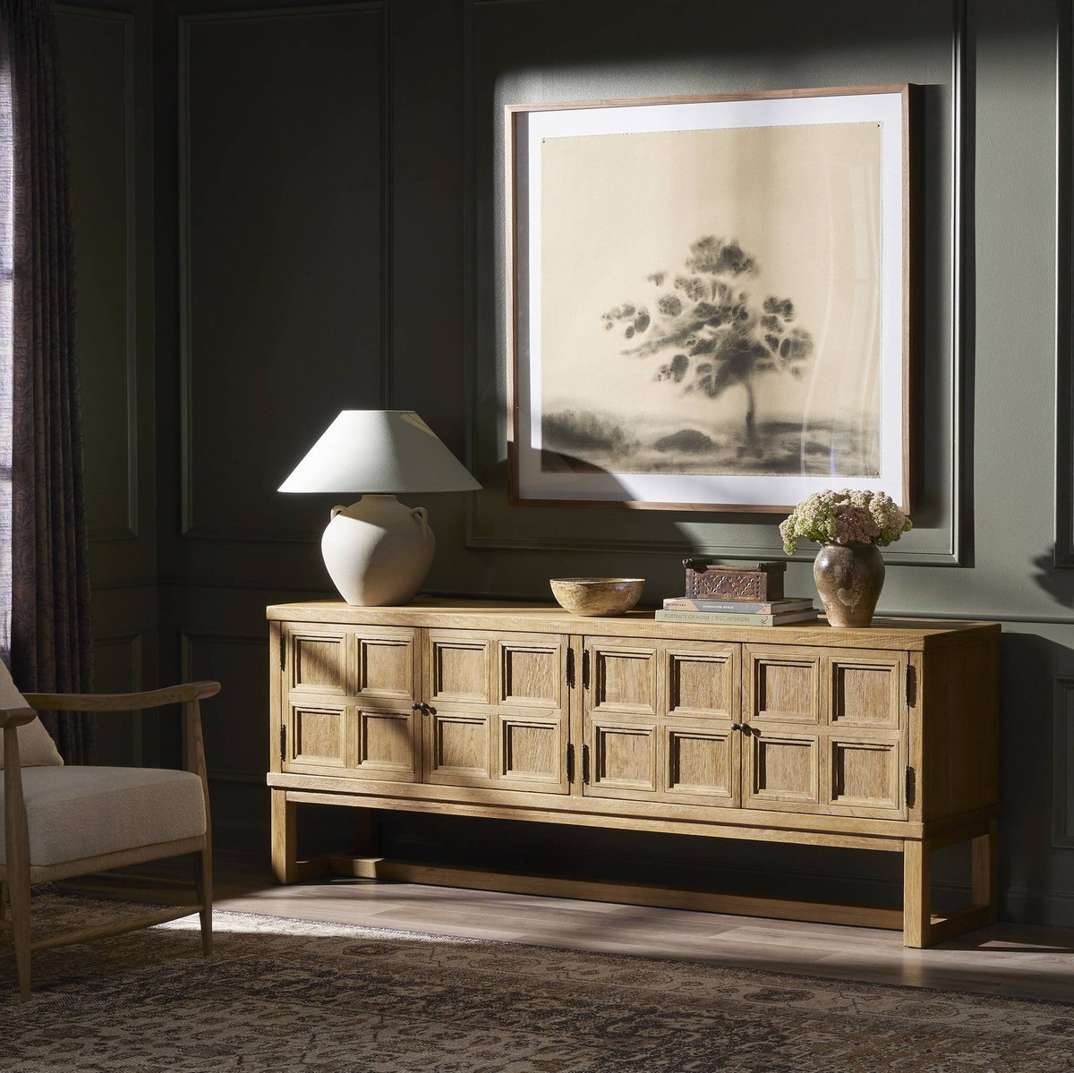 Tamara Media Console, by Four Hands, 78" width x 30" height x 18.25" depth View 4