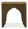 Croco Embossed Leather Stool  Ant. Green, by Sarreid, 1'6" length x 1'6" width x 10" height thumbnail 3
