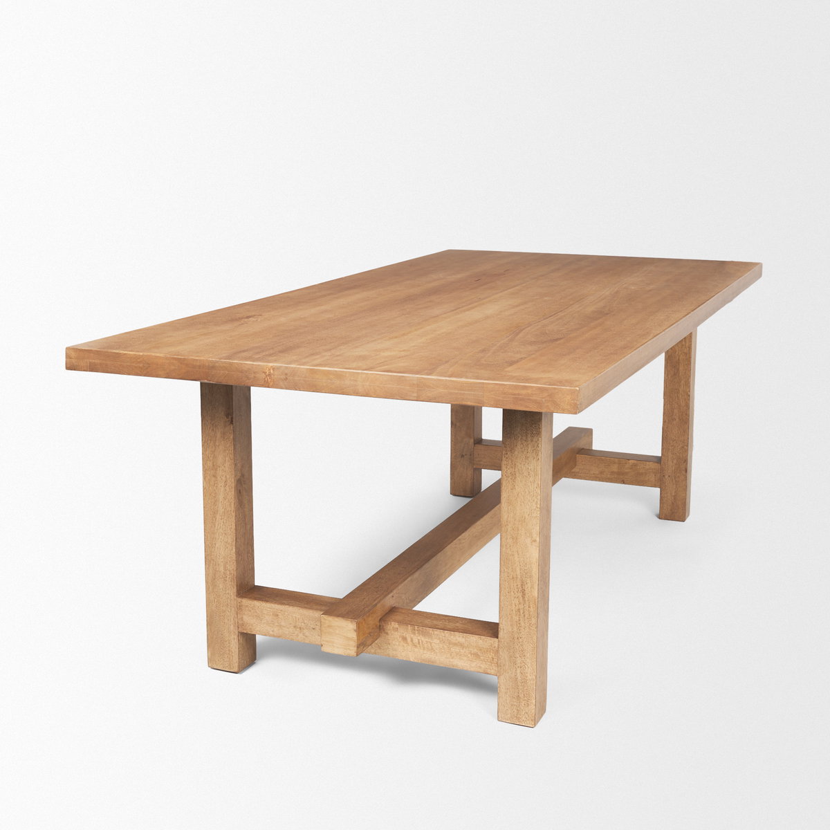 Suke 84'L x 42'W Rectangular Trestle Dining Table | Natural Wood | Seats 8, by Mercana, 84" length x 42" width x 30" height View 6