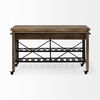 Stuart I Brown Solid Wood Top Two-Tier Black Metal Rolling Kitchen Island, by Mercana, 28" length x 63" width x 34.75" height thumbnail 6