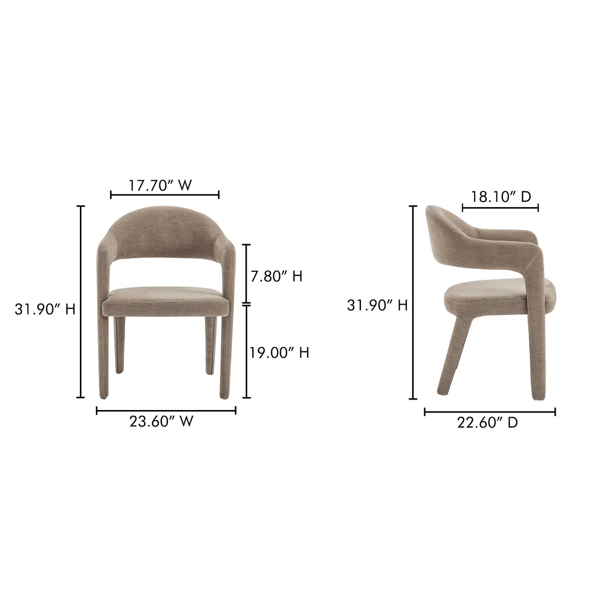 Martens Dining Chair Camel, by Moe's Home, 23.6" width x 31.9" height x 22.6" depth View 8