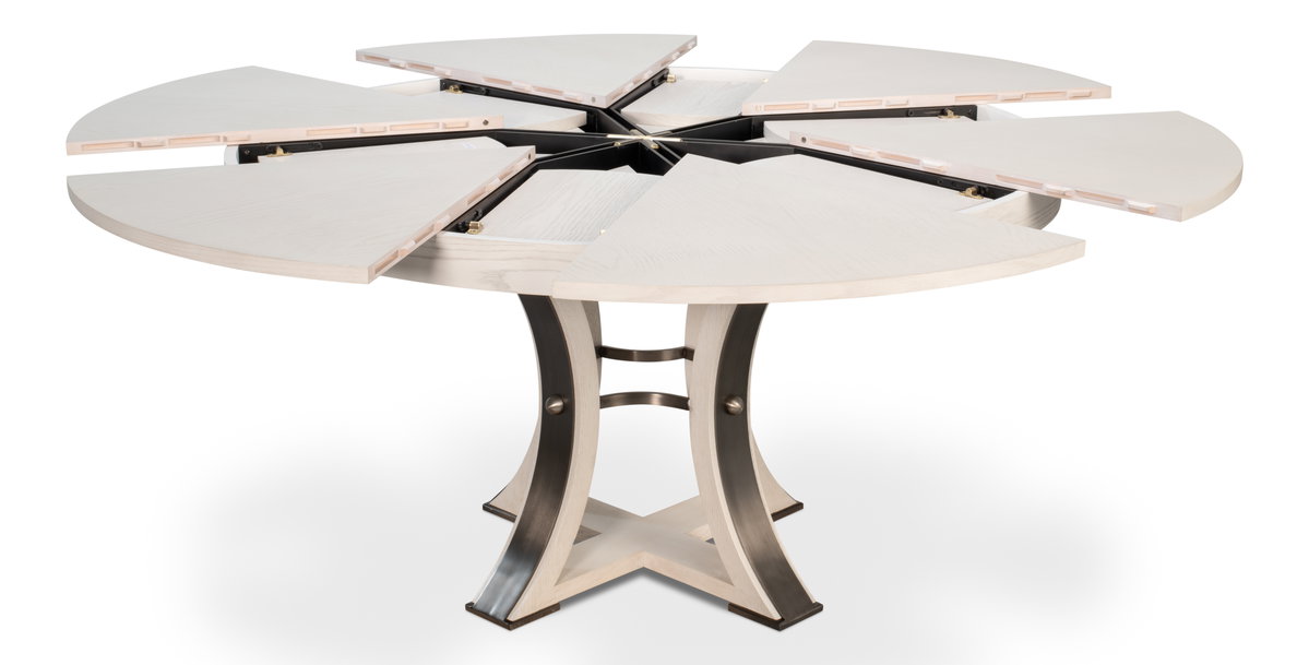 Tower Jupe Dining Table Med Working Wht, by Sarreid, 4'7" length x 4'7" width x 2'6" height View 2