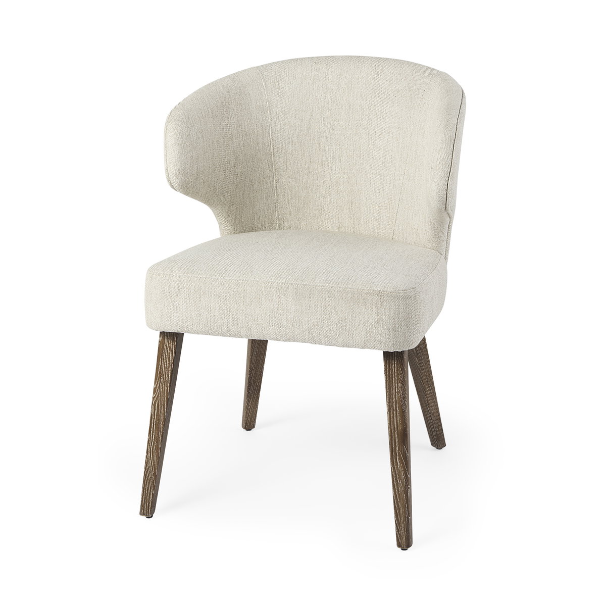 Niles Wingback Dining Side Chair | Cream Fabric with Medium Brown Wooden, Dining Chair by Mercana, 22.5" length x 24.5" width x 32" height View 1