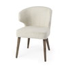 Niles Wingback Dining Side Chair | Cream Fabric with Medium Brown Wooden, Dining Chair by Mercana, 22.5" length x 24.5" width x 32" height thumbnail 1