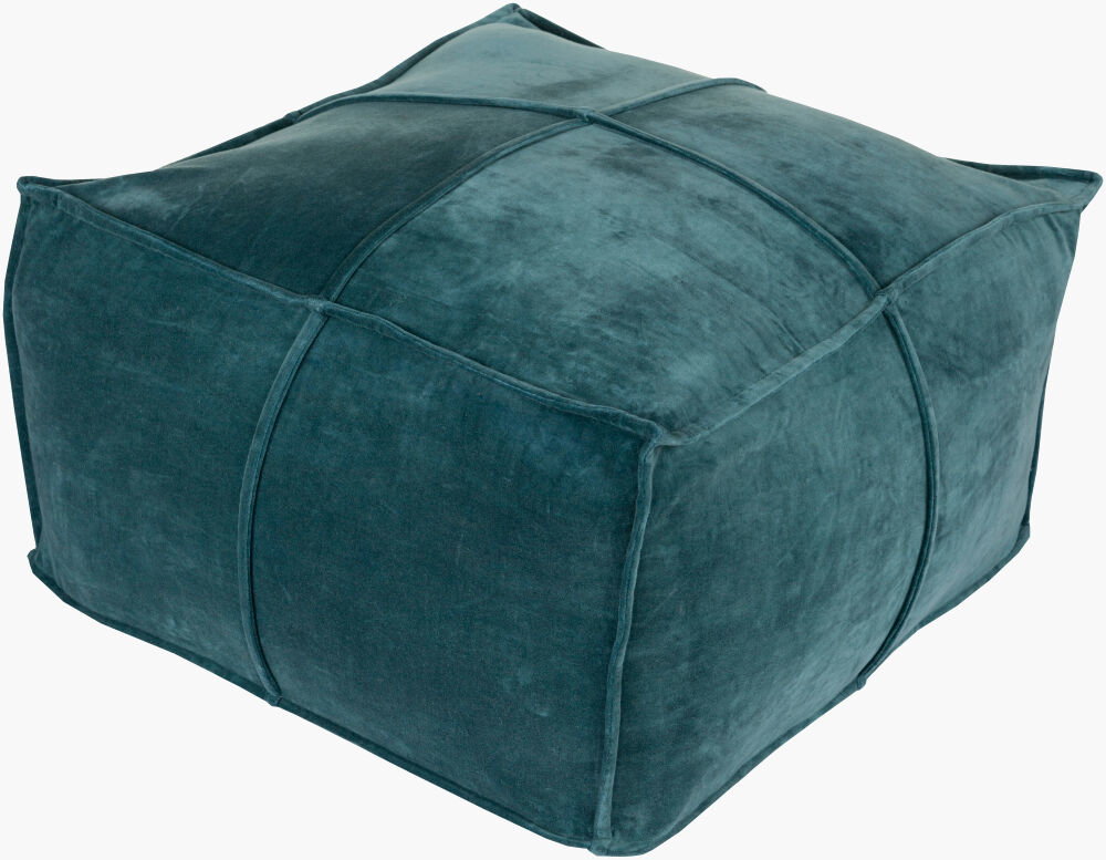 Cotton Velvet Pouf, Ottoman by Surya, 24" width x 13" height