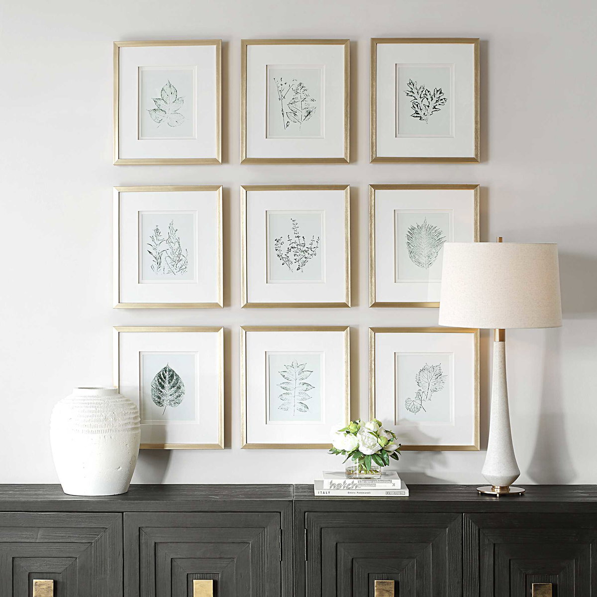 Nature's Script Framed Botanical Prints Set/9, Painting by Uttermost, 15.25" width x 17.25" height x 1.75" depth View 2