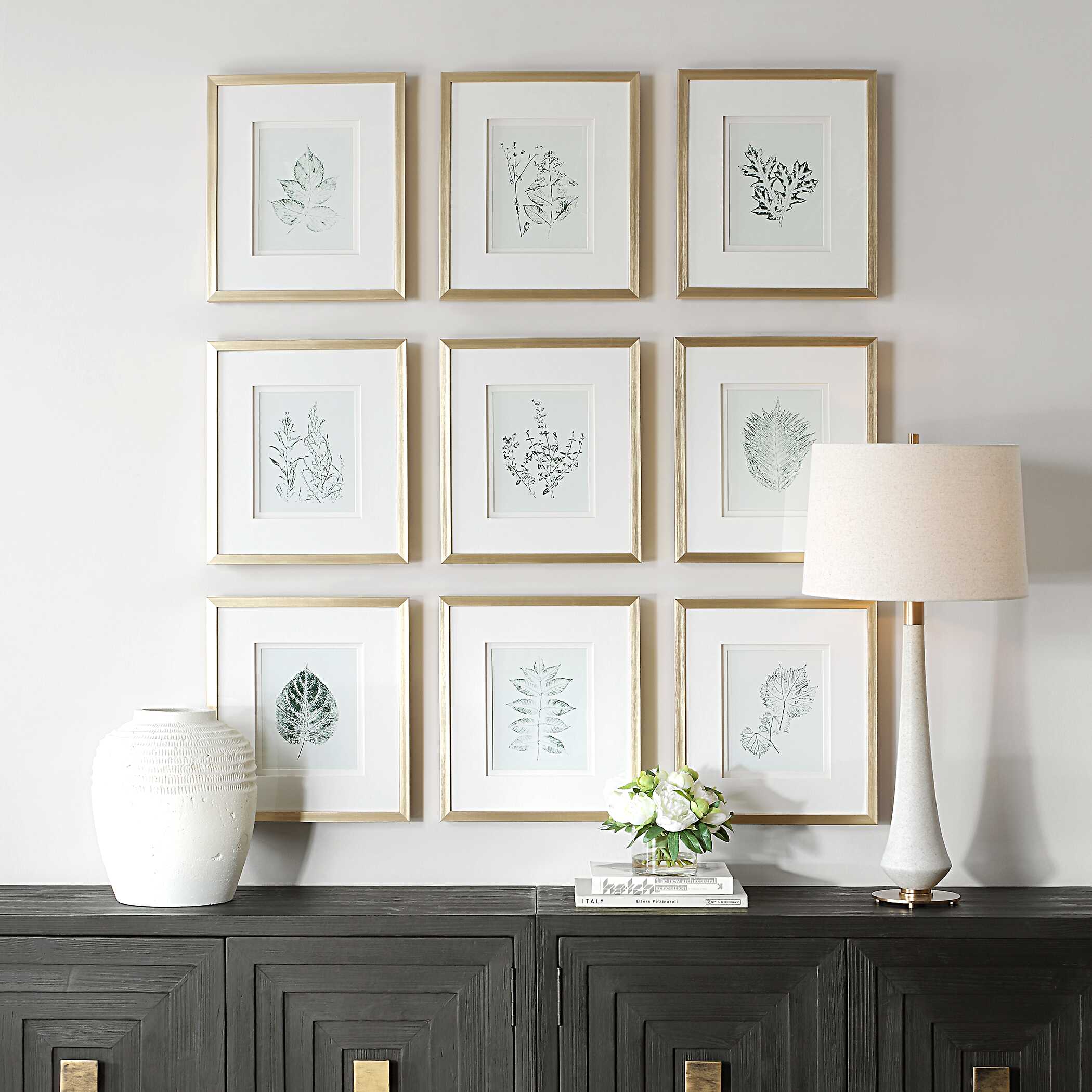 Nature's Script Framed Botanical Prints Set/9 large image 