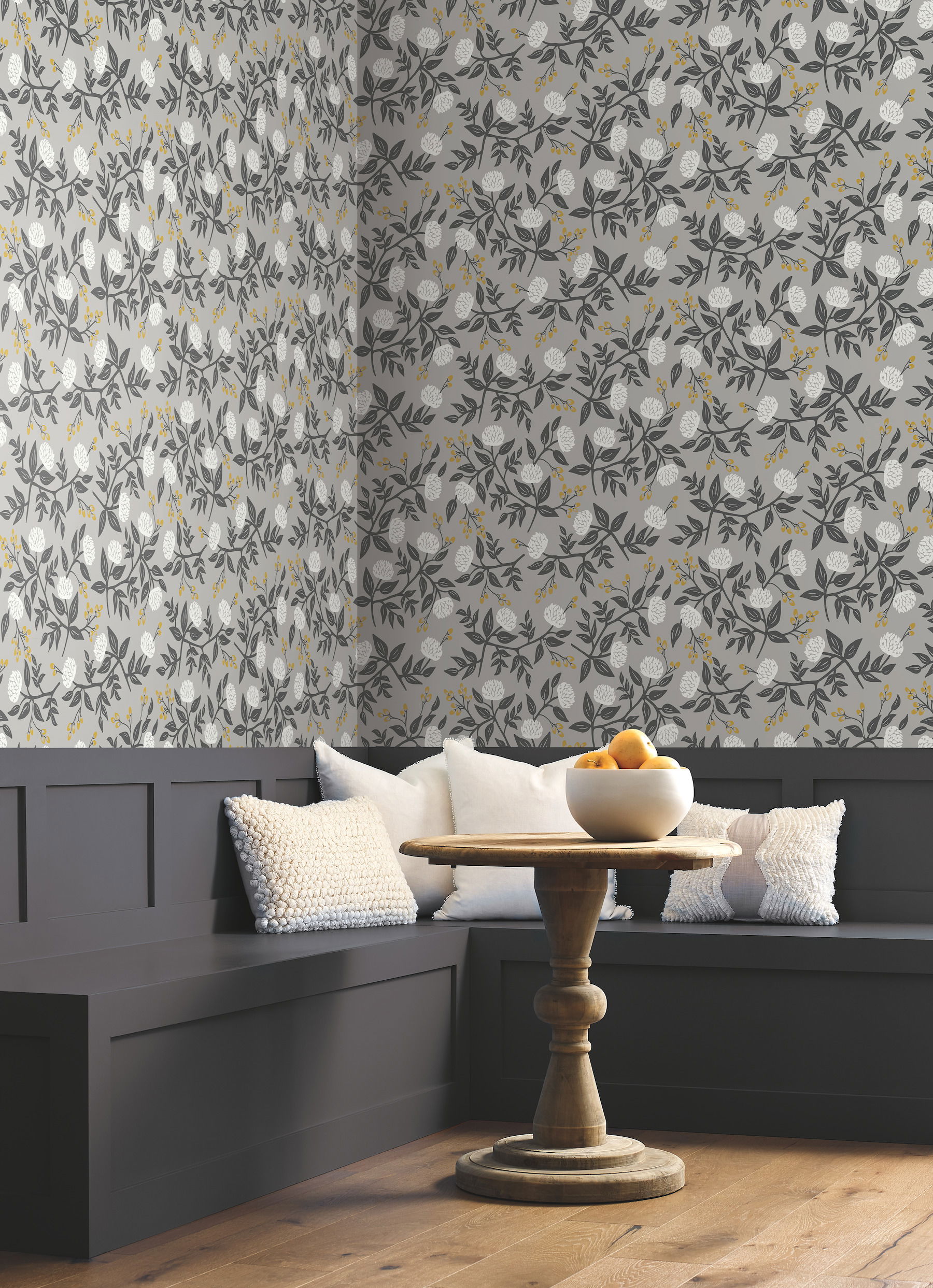 Peonies Grey Wallpaper large image 