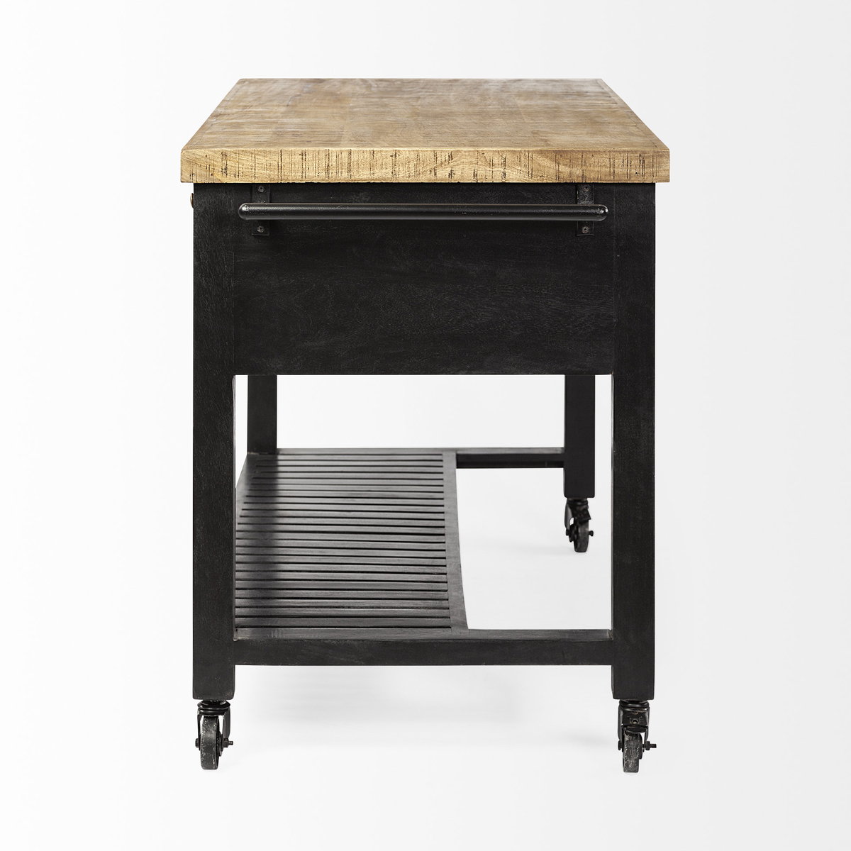 Columbia 62L x 28W x 36H Black Wooden Kitchen Island, by Mercana, 62" length x 28" width x 36" height View 4