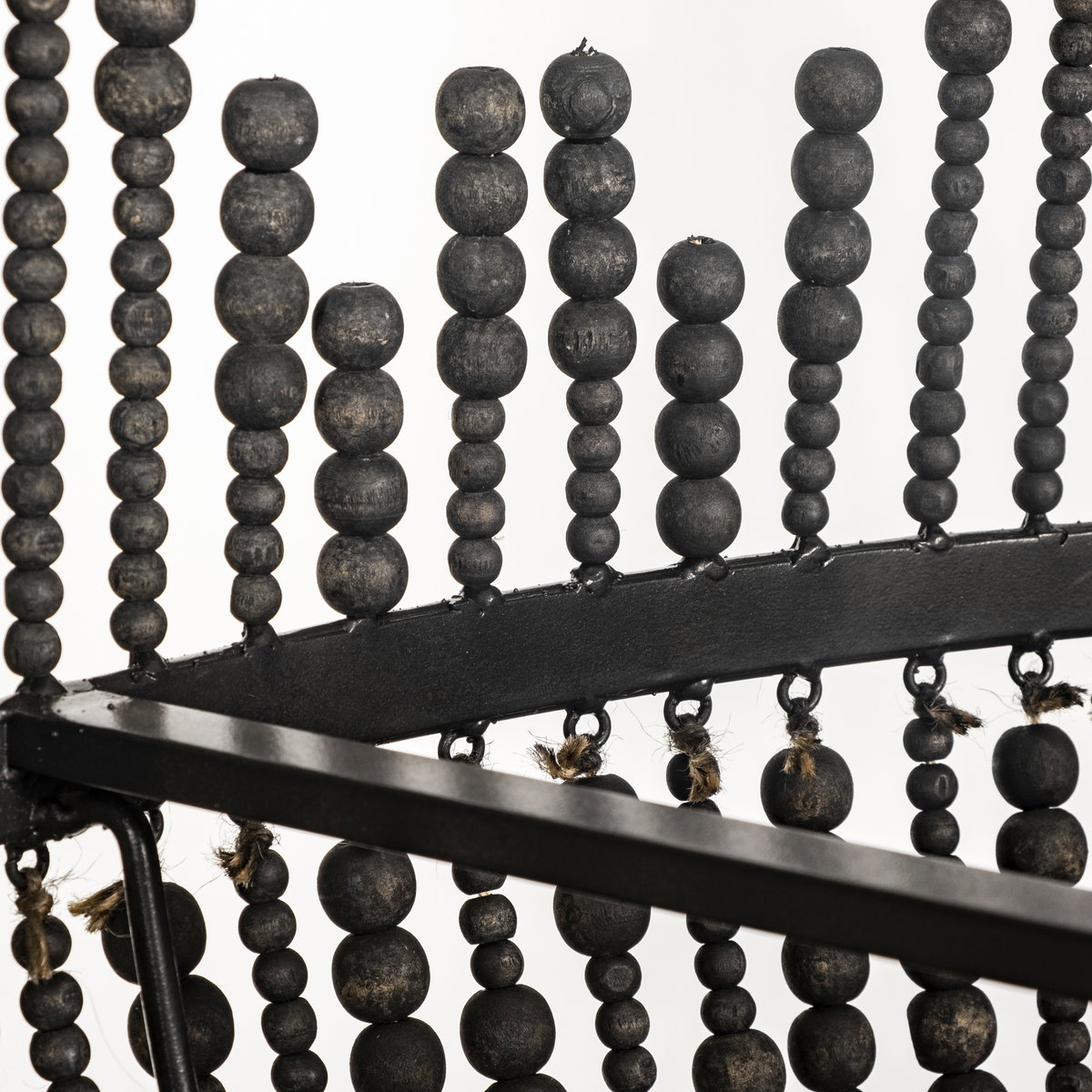 Liam I 32x30 Black Wooden Bead Bowl-Style Four Bulb Chandelier, by Mercana, 32.28" length x 32.28" width x 30" height View 6