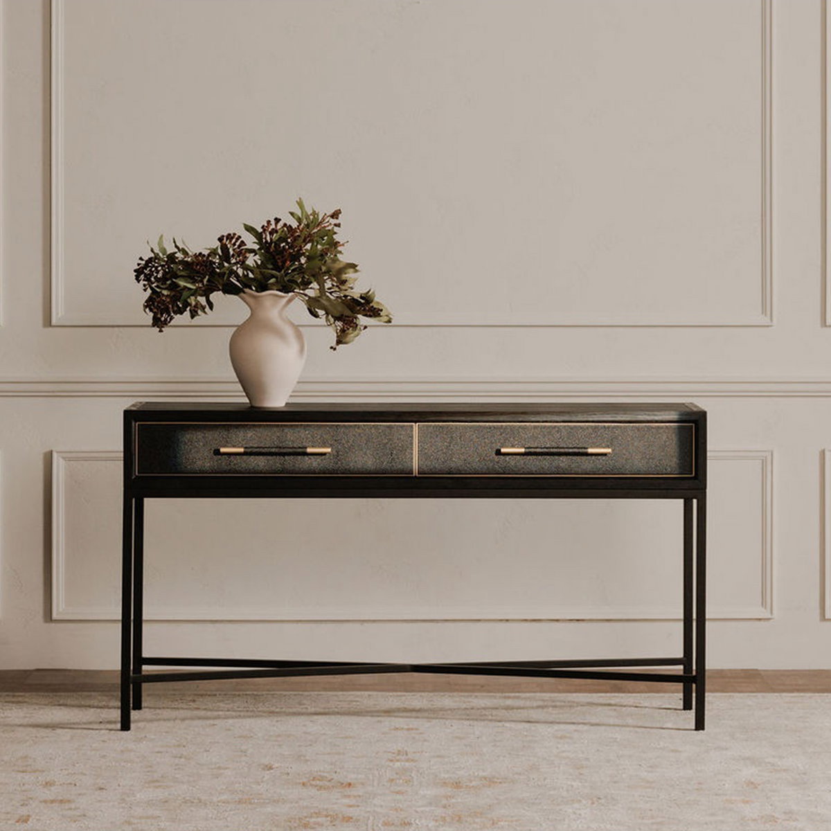 Mako Console Table Black, by Moe's Home, 59.06" width x 32.28" height x 15.75" depth View 7