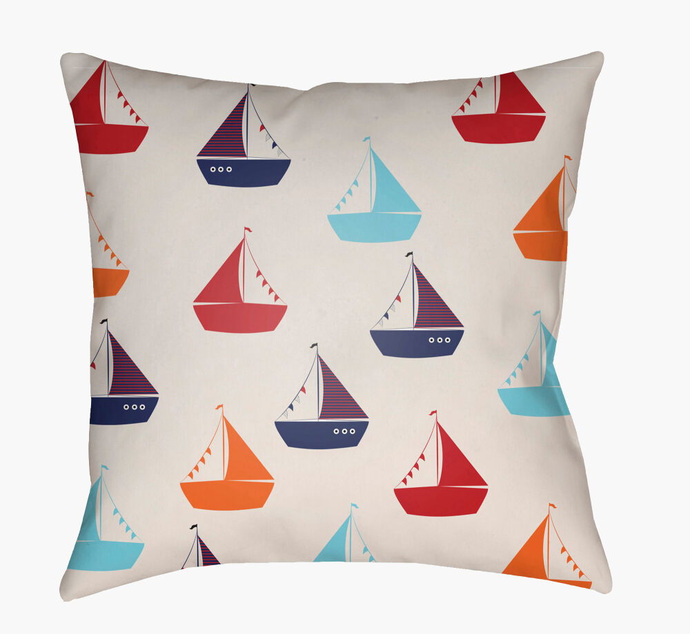 Boats Accent Pillow, Decorative Pillow by Surya, 18" length x 18" width
