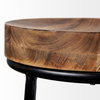Flynn Backless 26.5in Seat Counter Stool | Brown Wood with Black Metal, Counter & Bar Stool by Mercana, 16" length x 16" width x 26.5" height thumbnail 4