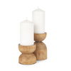 Aleena Wooden Candle Holder (Set of 2), Candles & Candle Holder by Mercana, 4.02" length x 4.02" width x 10.43" height thumbnail 1