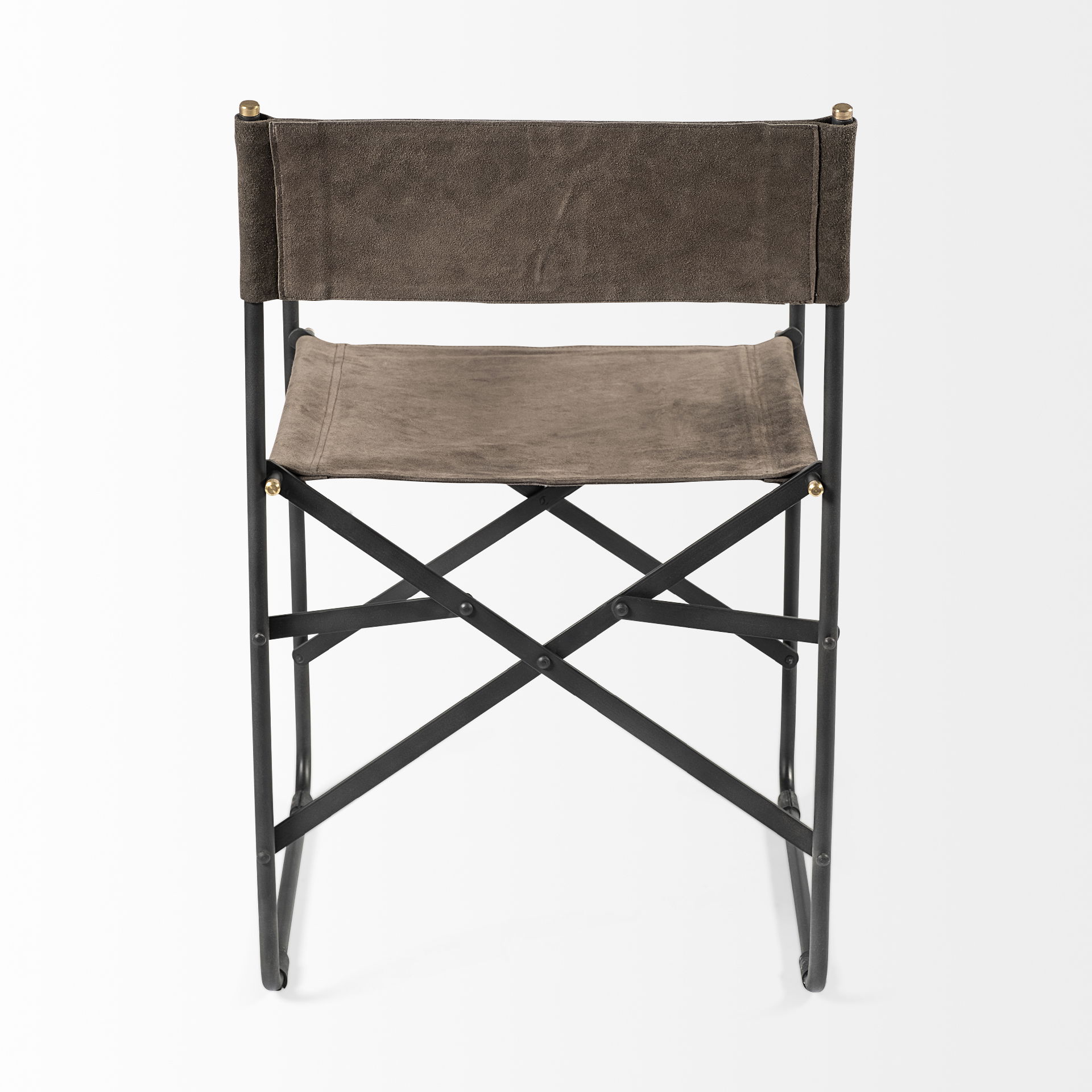 Direttore 19.25L x 20W x 31H  Brown/Gray Suede with Metal Frame Dining Chair large image 