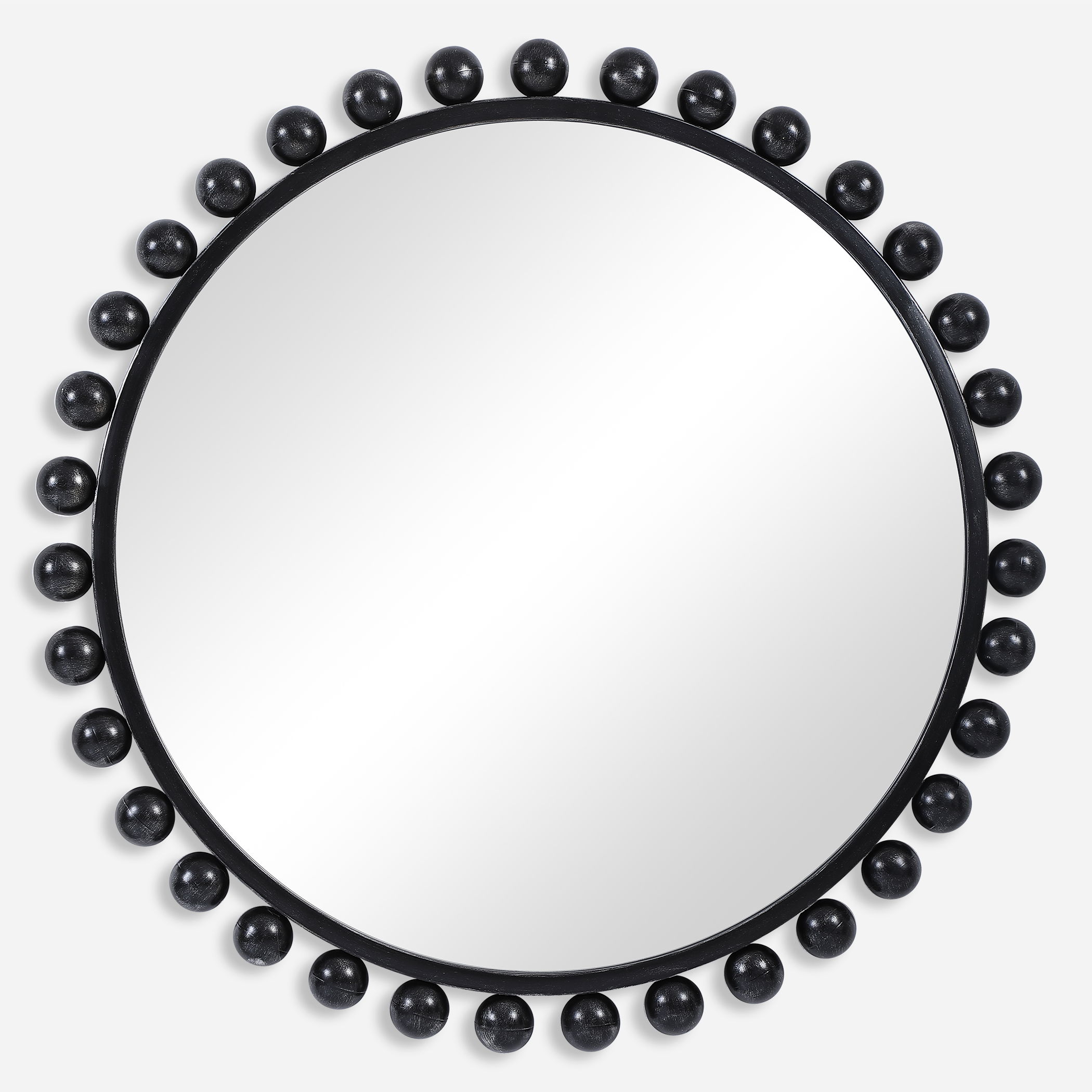 Cyra Black Round Mirror large image 