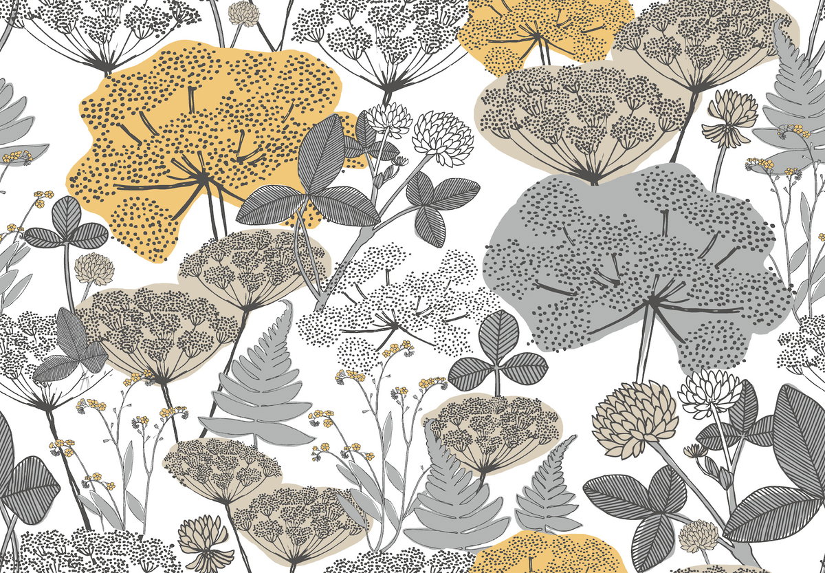 Niittypolku Grey Peel & Stick Wallpaper, by York Wall, 18'10.8" length x 1'6" width x 0.02" depth