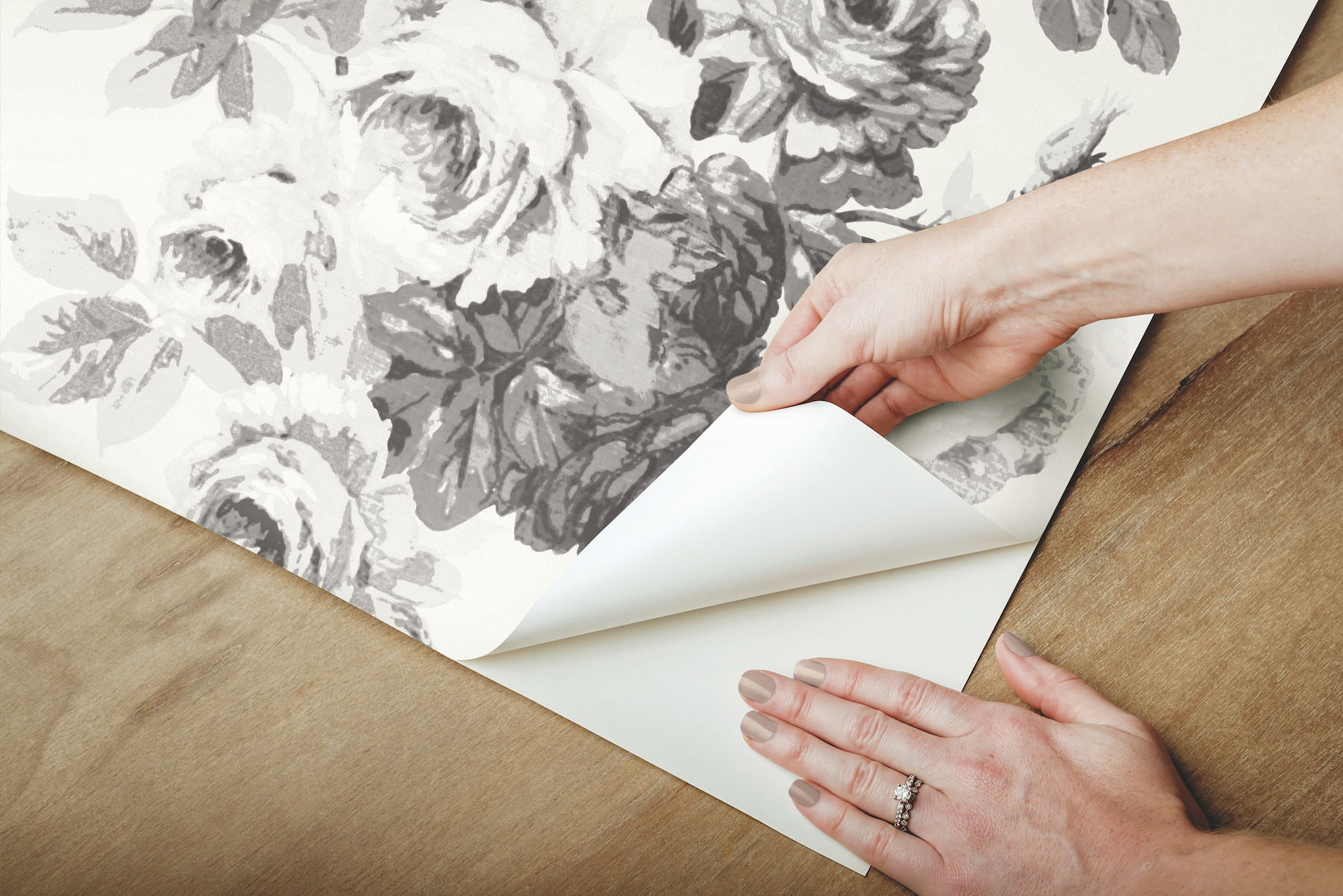 Magnolia Home Tea Rose White & Black Peel & Stick Wallpaper large image 