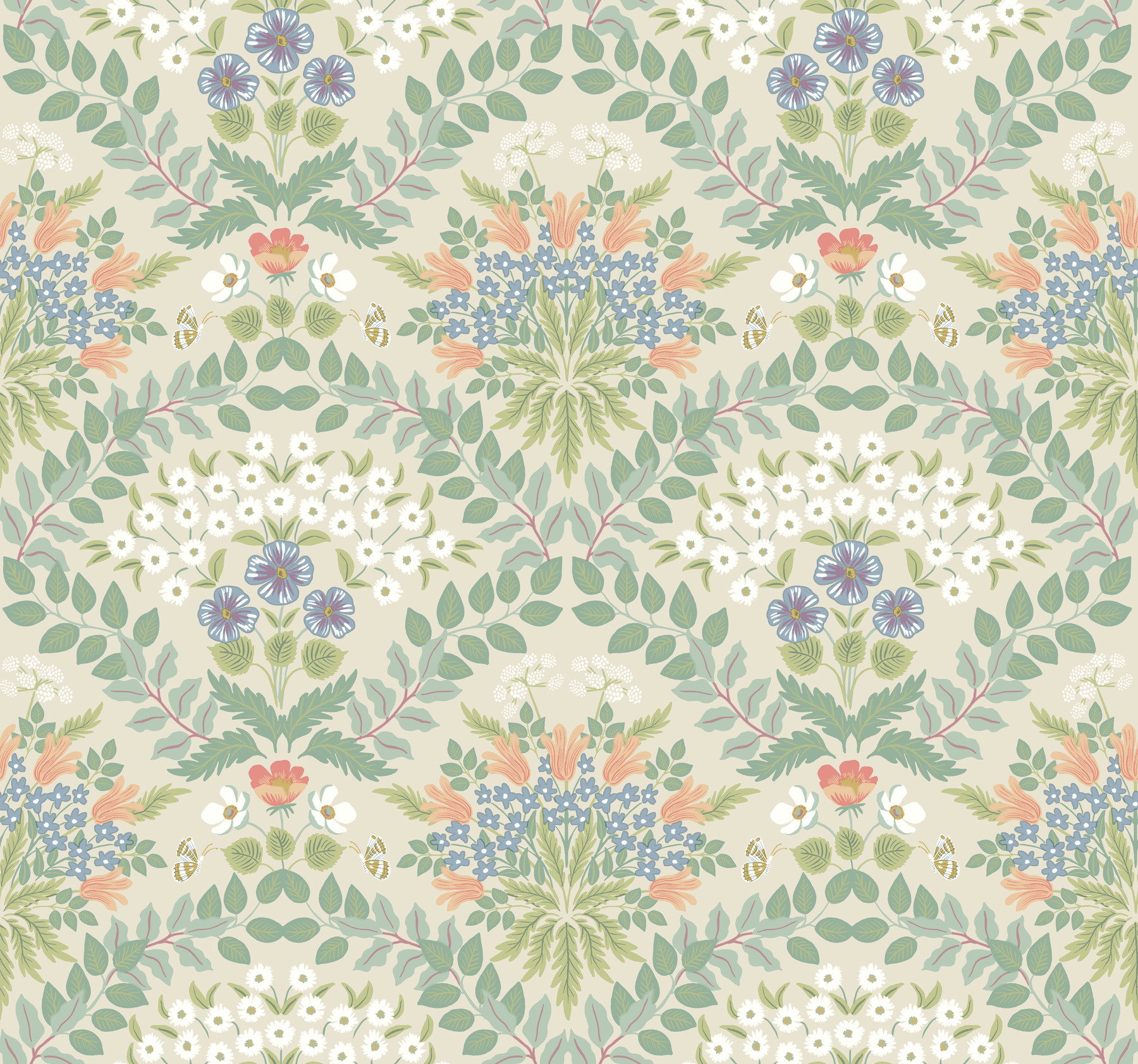 Bramble Beige & Green Wallpaper, by York Wall, 27' length x 2'3" width x 0.02" depth View 1