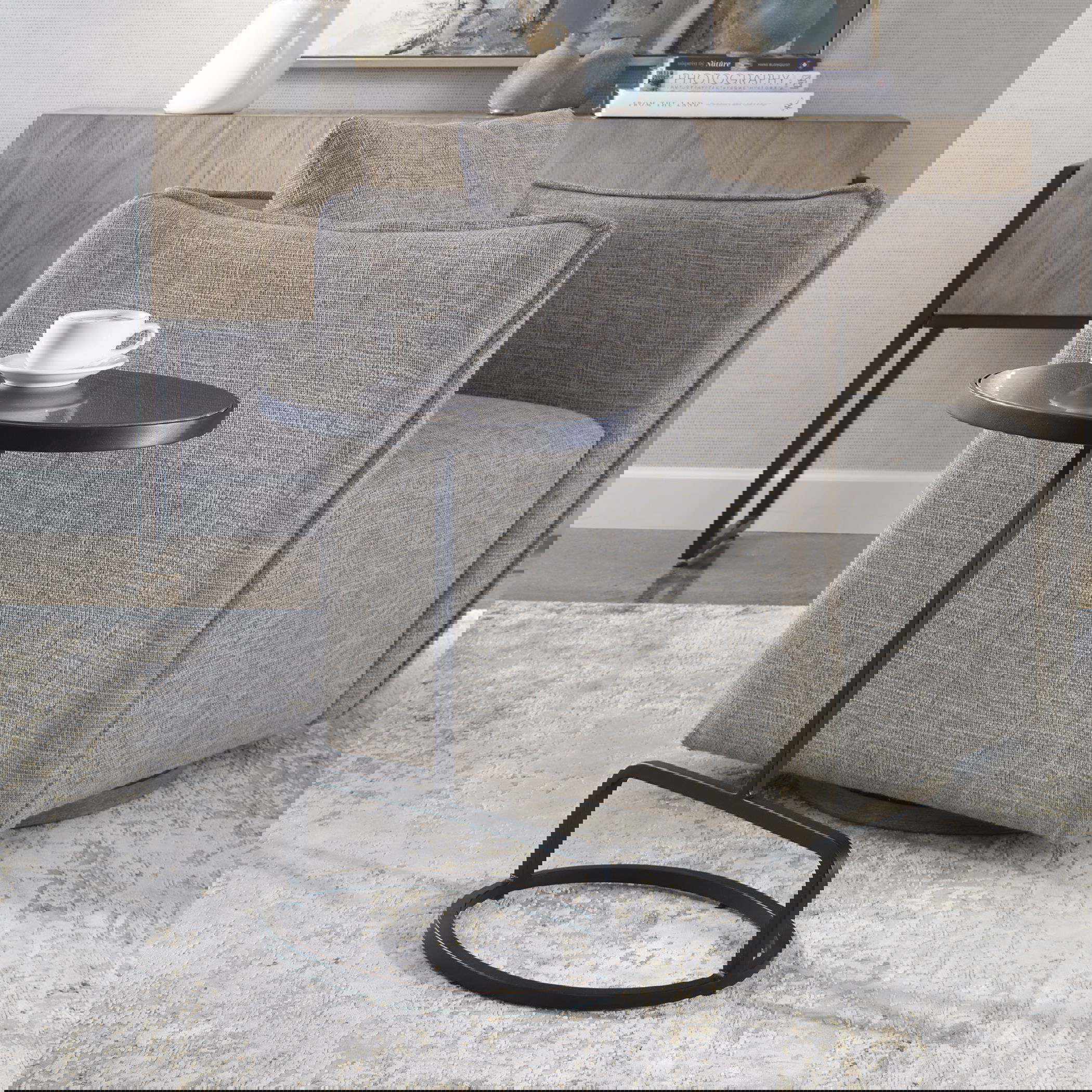 Jessenia Black Marble Accent Table large image 