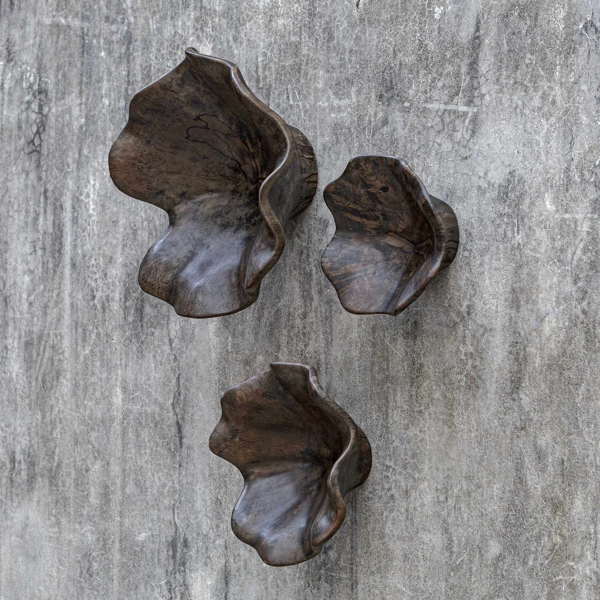 Two Wood Wall Décor In Mocha Set/3 large image 