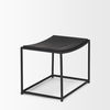 Taniel Textured Black Wood with Black Metal Stool, Ottoman by Mercana, 23.25" length x 16" width x 17" height thumbnail 5