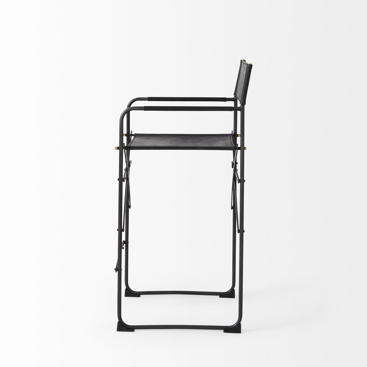 Direttore Backless 40.2in Seat Bar Stool | Black Leather with Black Iron, Counter & Bar Stool by Mercana, 19.3" length x 20" width x 40.2" height View 4
