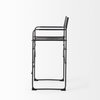 Direttore Backless 40.2in Seat Bar Stool | Black Leather with Black Iron, Counter & Bar Stool by Mercana, 19.3" length x 20" width x 40.2" height thumbnail 4