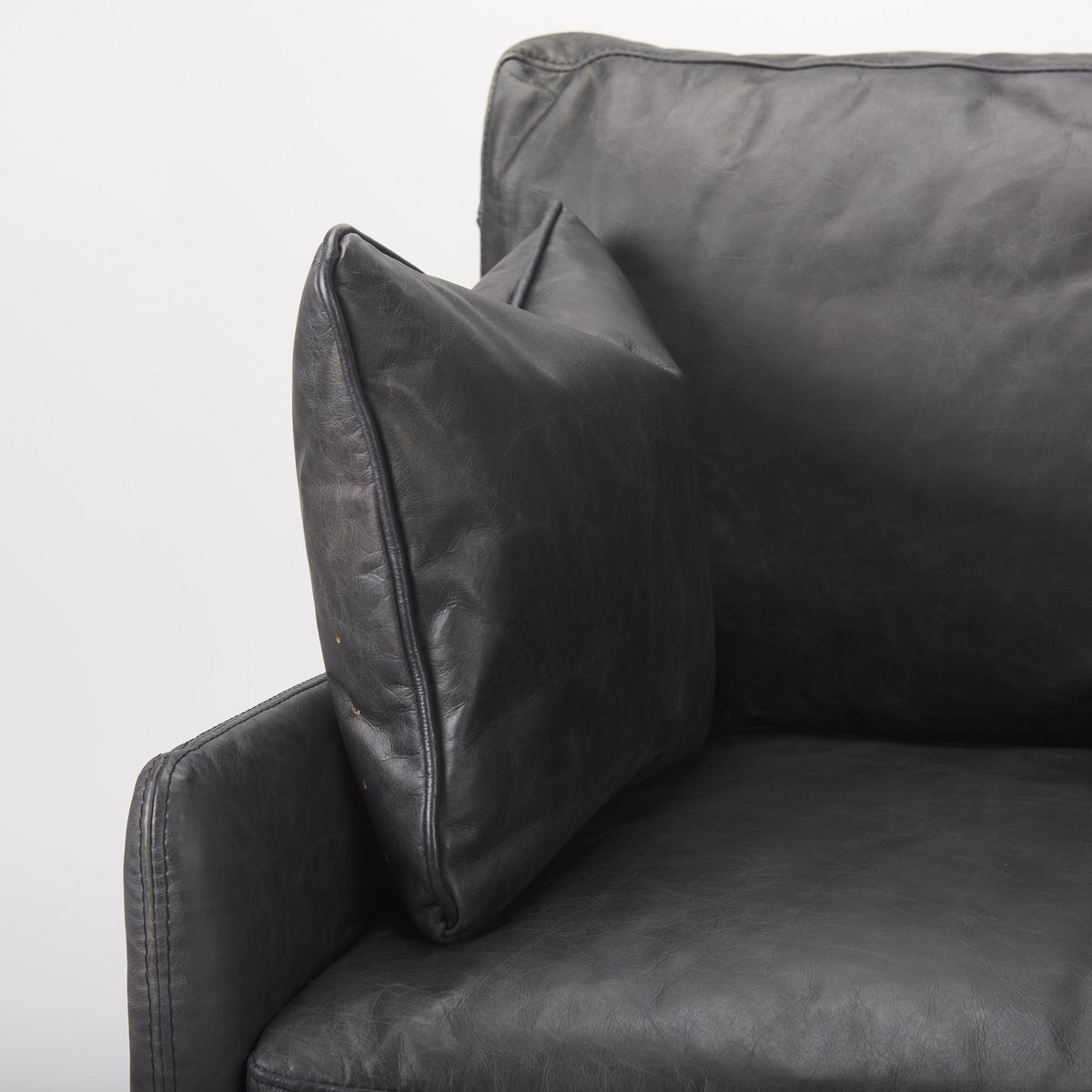 Cochrane  Black Leather Wrapped Chair, Accent Chair by Mercana, 34.5" length x 33" width x 32.5" height View 8