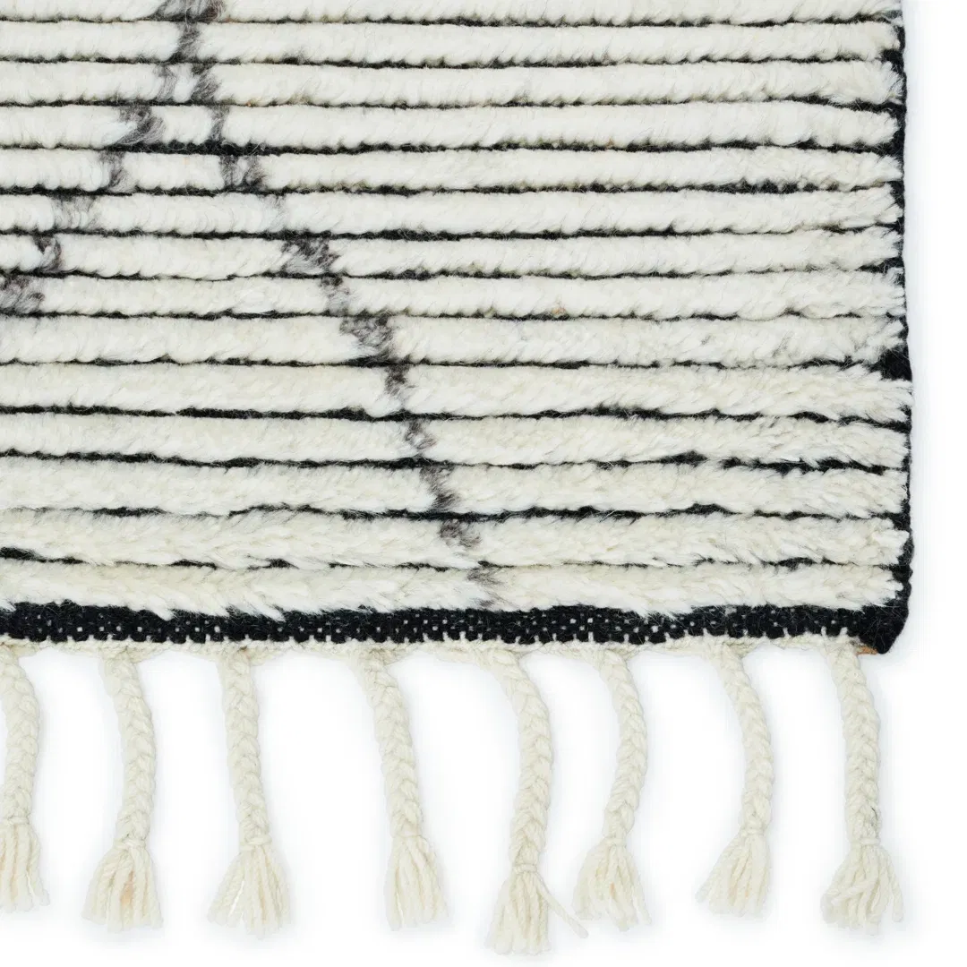 Ammil Hand-Knotted Trellis Cream/ Black Area Rug large image 