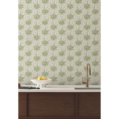 Meadow Flowers Linen & Blue Wallpaper